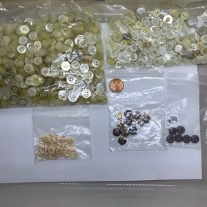 Lot of yellow and white buttons 9 oz Different Style And Sizes